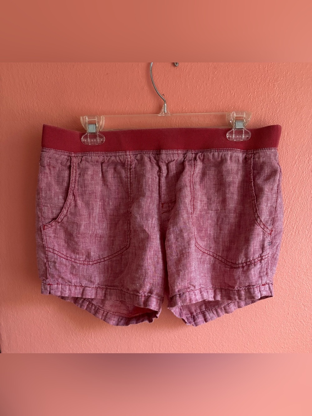 Toad&Co Pink Elastic-Waist Linen-Blend Athletic Shorts